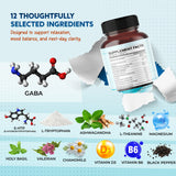 PEAKPURY ilustración de ingredientes clave como GABA, 5‑HTP y ashwagandha para apoyo a la calma