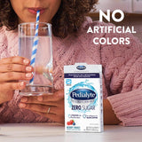 Pedialyte bebida preparada en vaso mostrando color Berry Frost refrescante