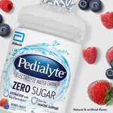 Pedialyte primer plano de etiqueta con zinc y electrolitos destacados