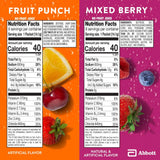 Pedialyte etiqueta con ingredientes clave que muestra vitaminas y zinc