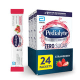 Pedialyte sobre Strawberry vista frontal mostrando 24 sobres y beneficios de hidratación