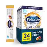 Pedialyte frente del empaque Passion Fruit mostrando sobres y beneficios prácticos