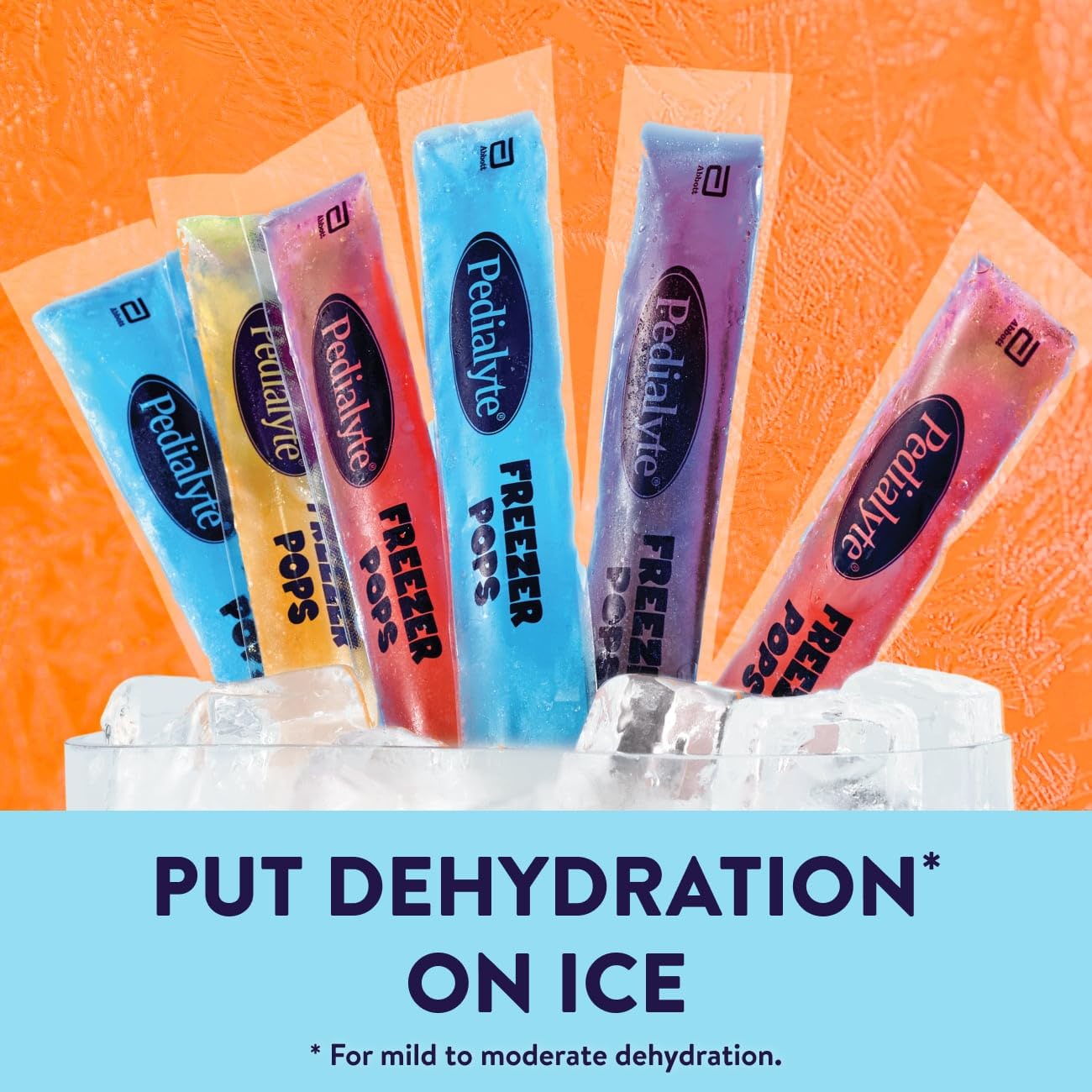 Polos Pedialyte dentro del congelador listos para consumir, mantienen frescor más tiempo