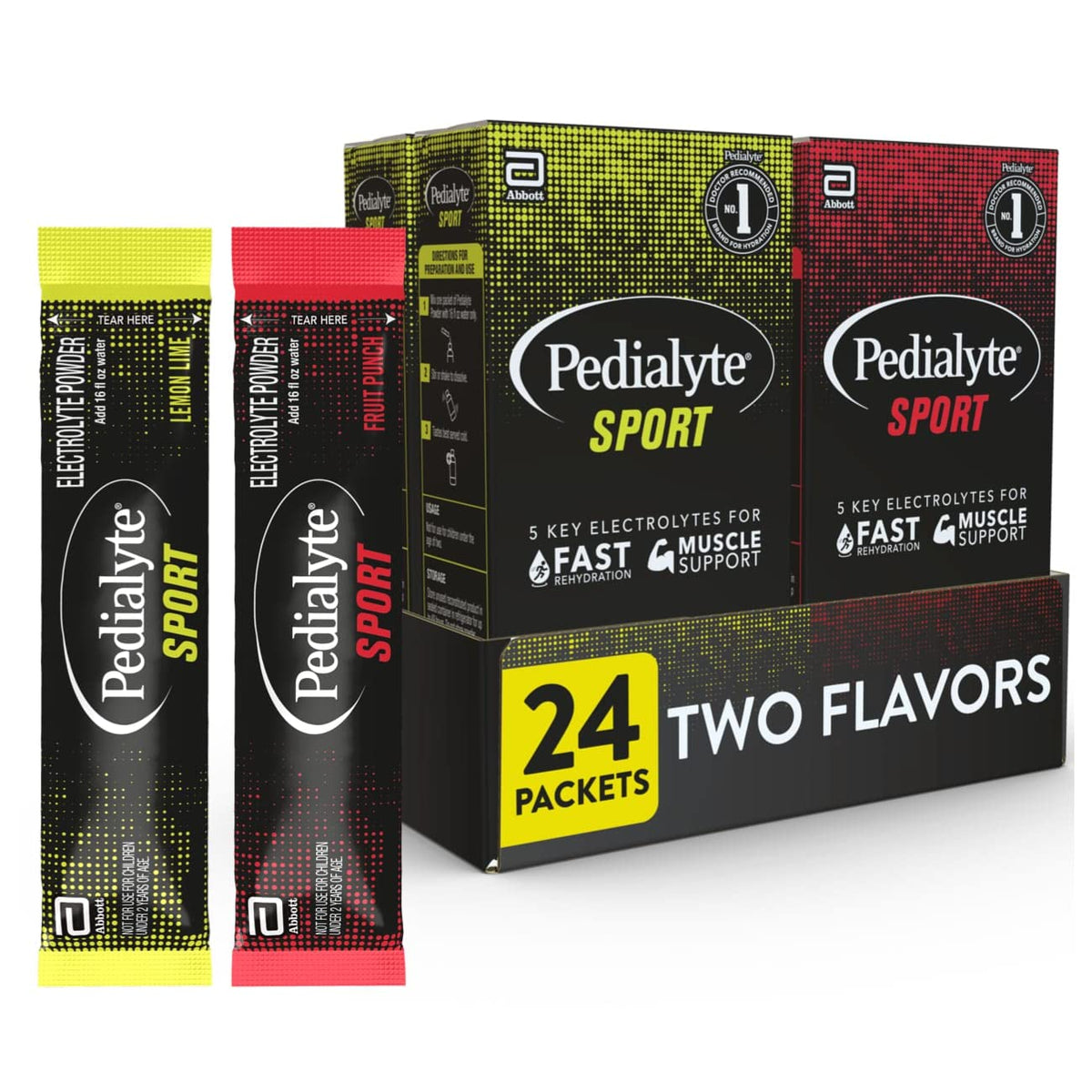 Pedialyte mostrando el frente del paquete y conveniencia