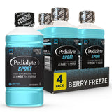 Pedialyte Sport pack de 4 mostrando botellas Berry Freeze para hidratación rápida