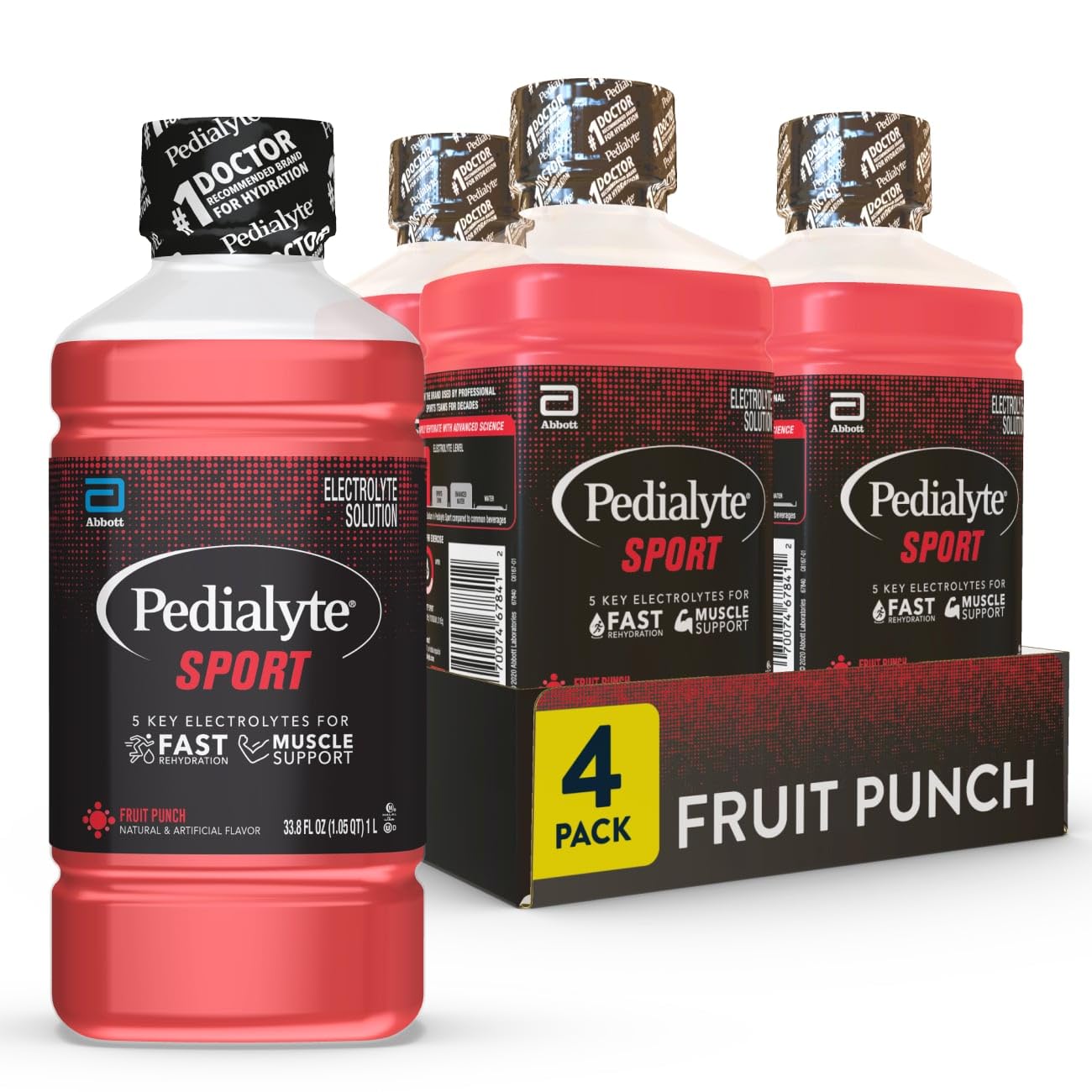 Pedialyte Sport front botella Fruit Punch muestra marca y hidratación rápida