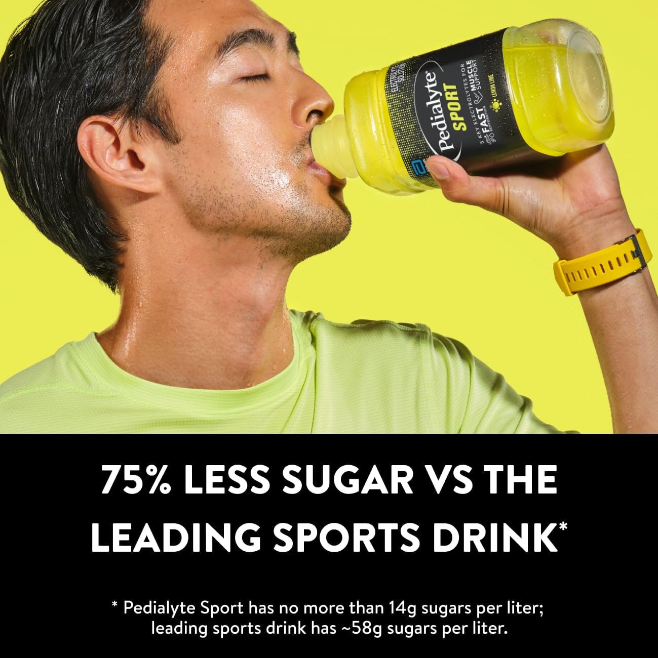 Botella Pedialyte Sport 1L en mano para comparar tamaño y conveniencia