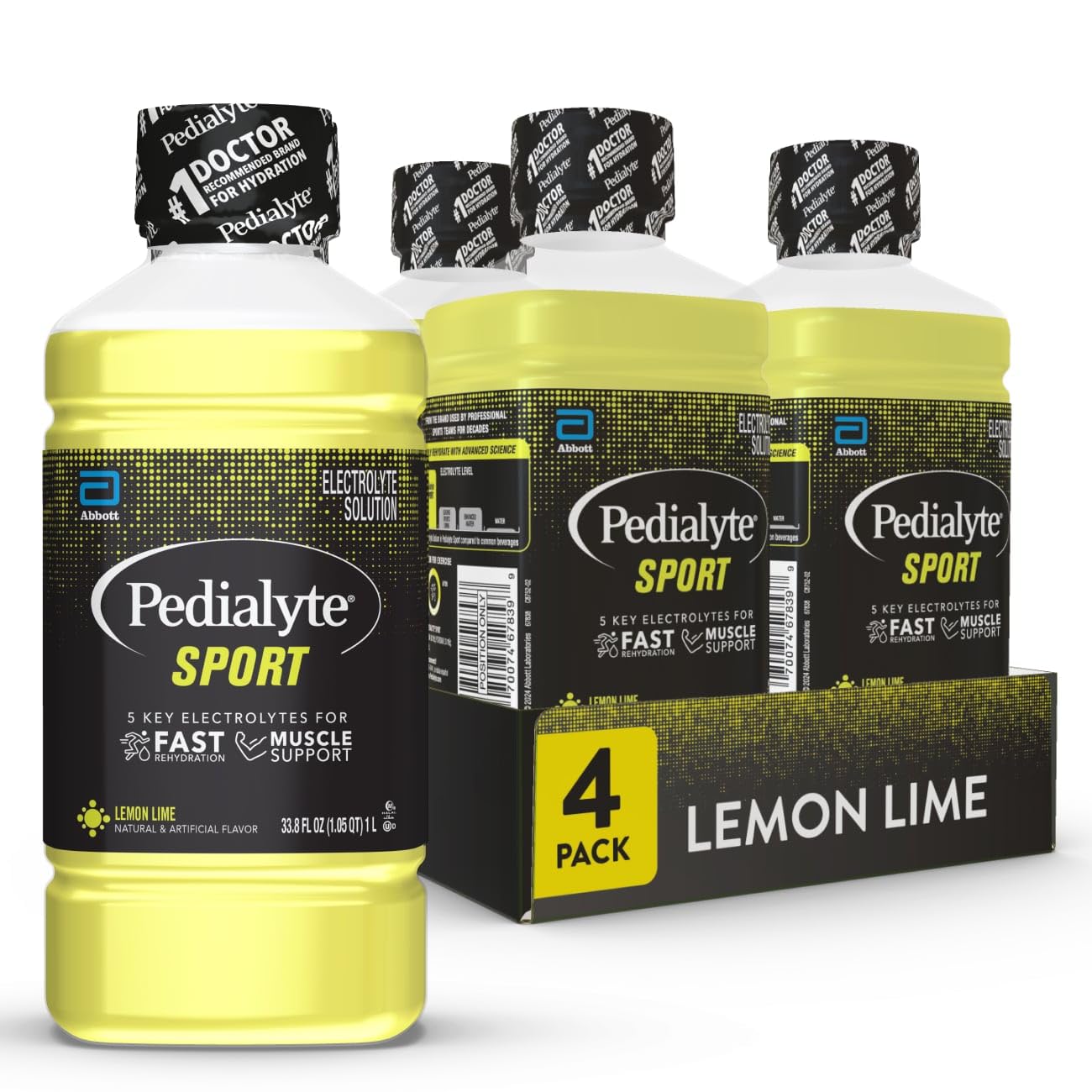 Pedialyte Sport frente del empaque mostrando la botella y beneficio de hidratación rápida