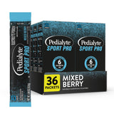 Pedialyte Sport Pro frente del empaque mostrando caja y marca Pedialyte, resalta conveniencia