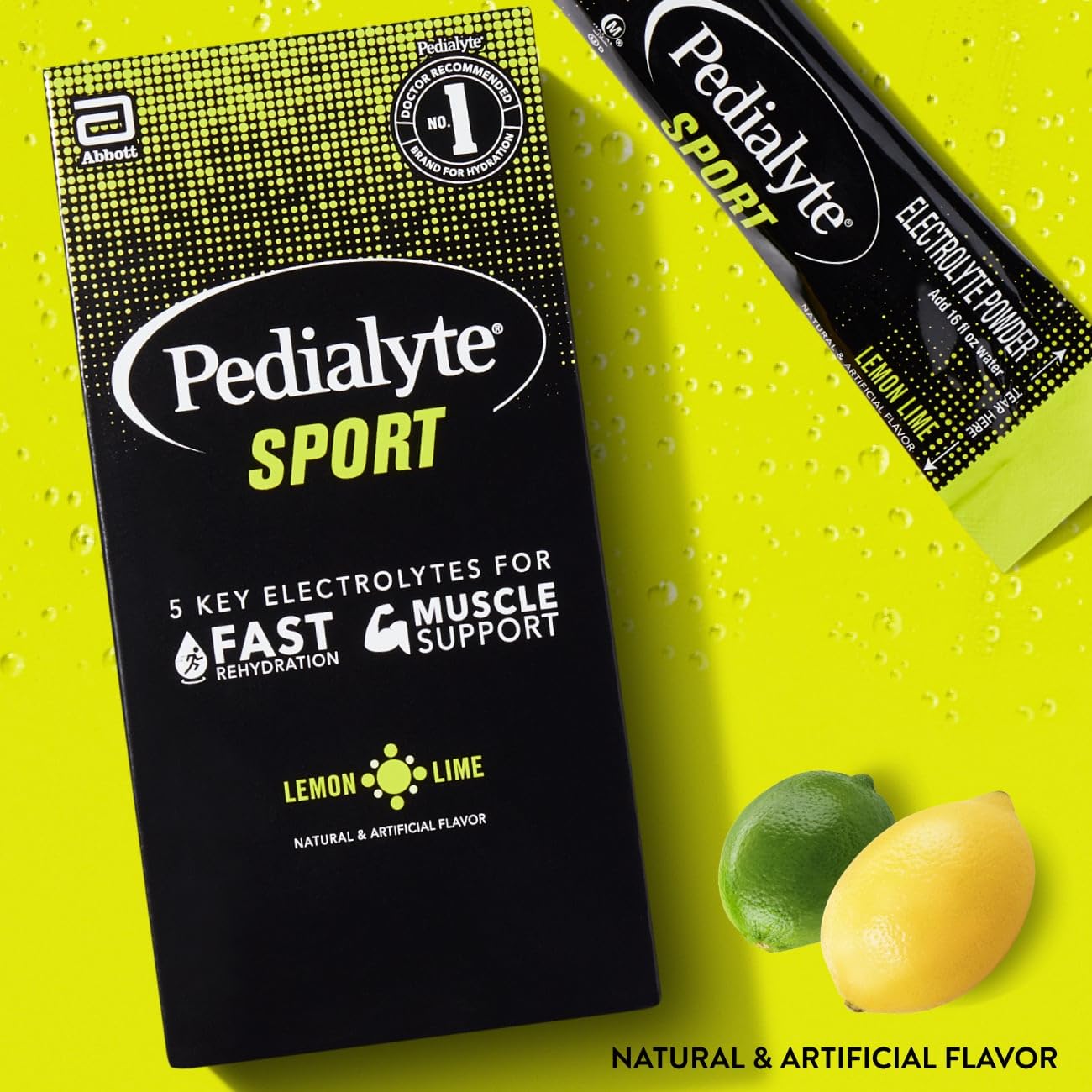 Sobre Pedialyte Sport abierto listo para mezclar, conveniencia y portable