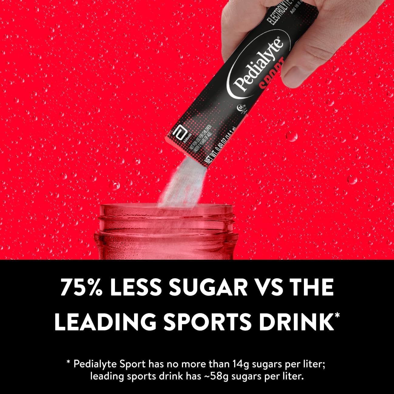 Pedialyte sobre en mano fácil de llevar al entrenamiento