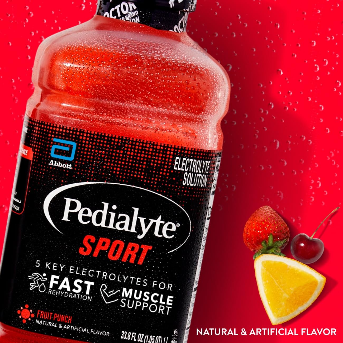 Pedialyte Sport detalle textura líquido destaca electrolitos y sabor