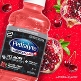 Pedialyte vertido detalle líquido mostrando textura y apariencia apetecible