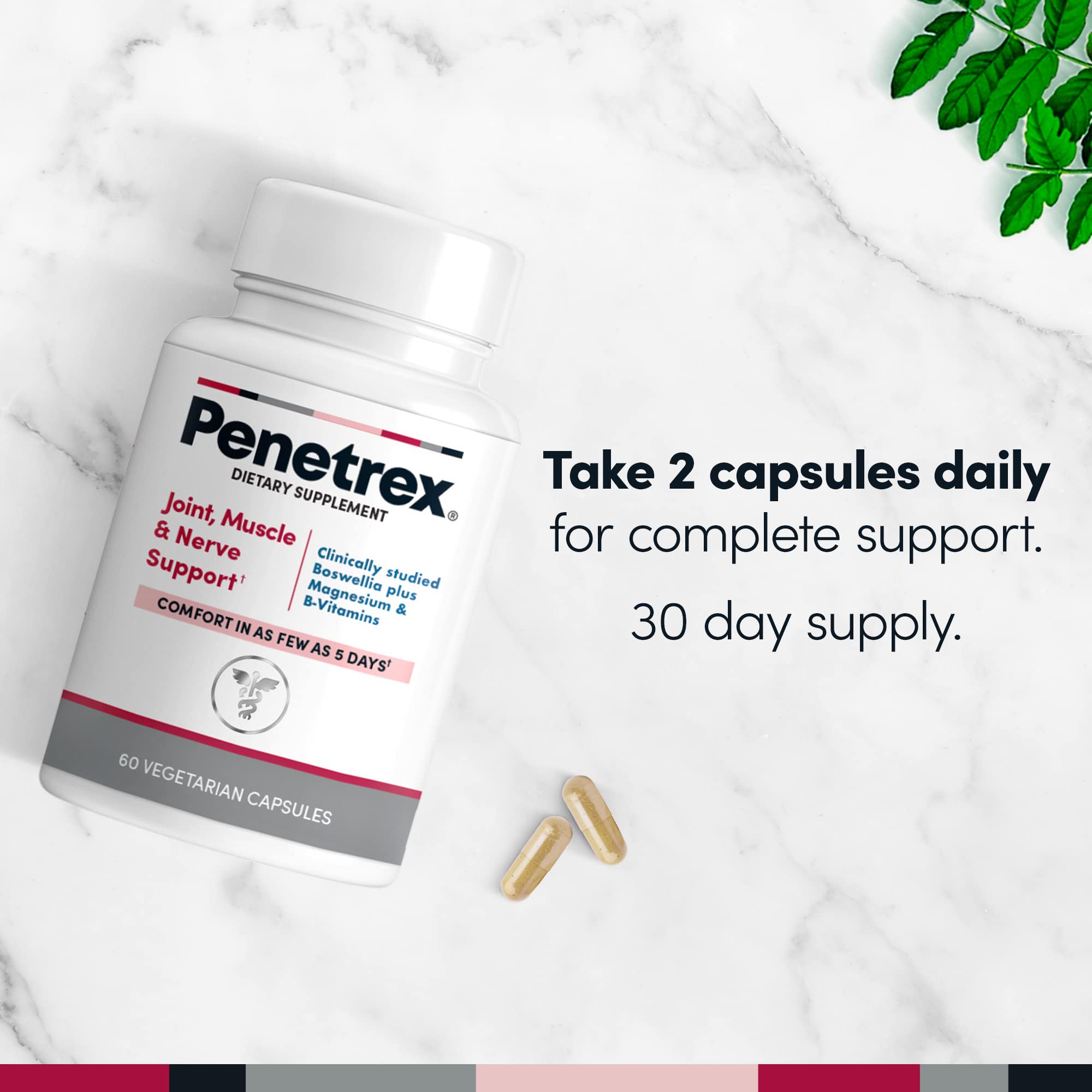 Penetrex cápsulas cerca destacando la textura y fácil de tragar