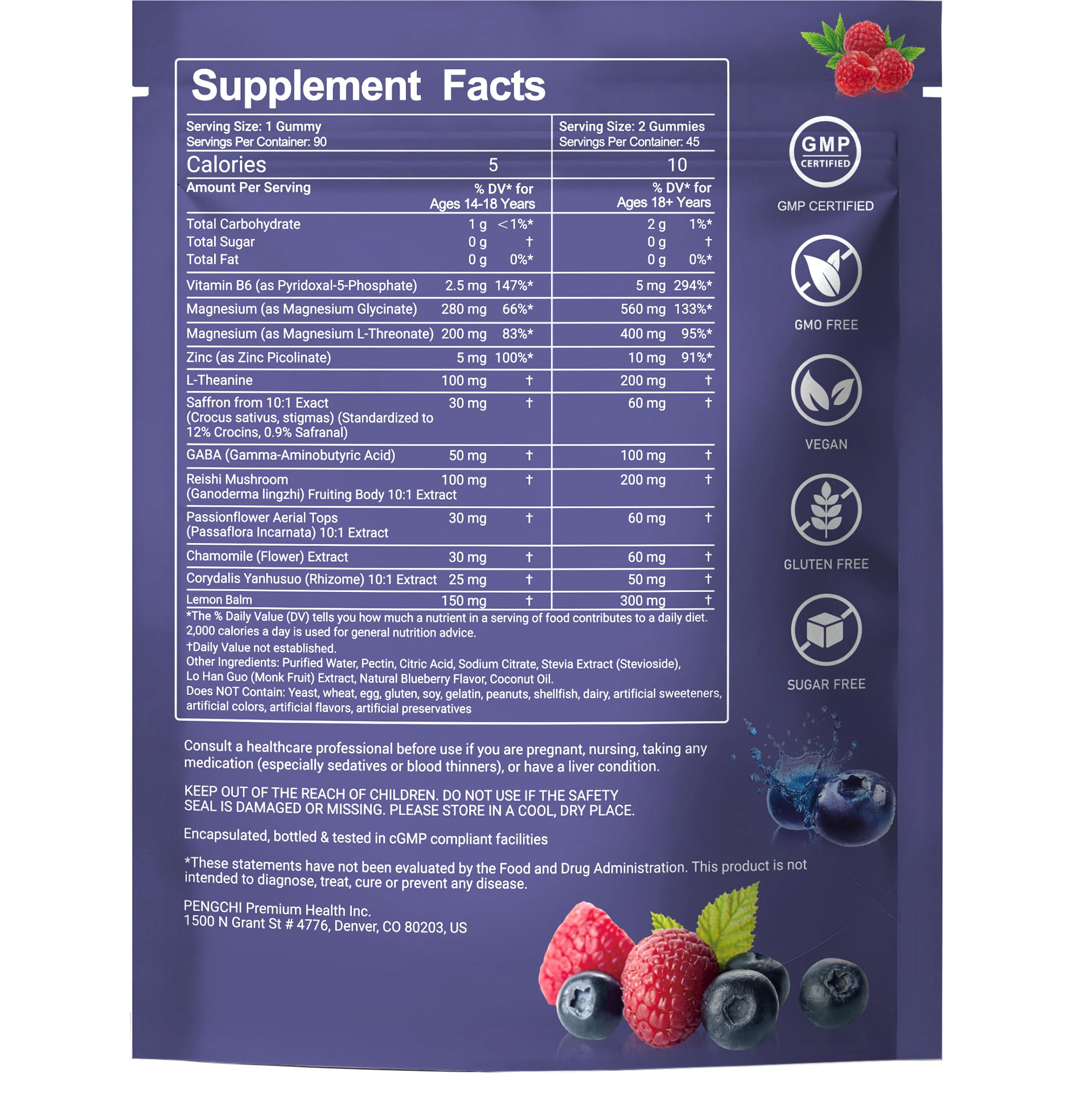 PENGCHI etiqueta nutricional detalle de ingredientes y dosificación