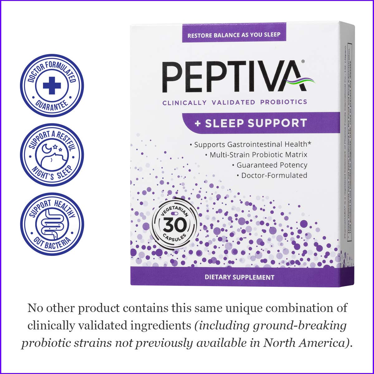 Peptiva cápsula en la mano antes de dormir para promover relajación