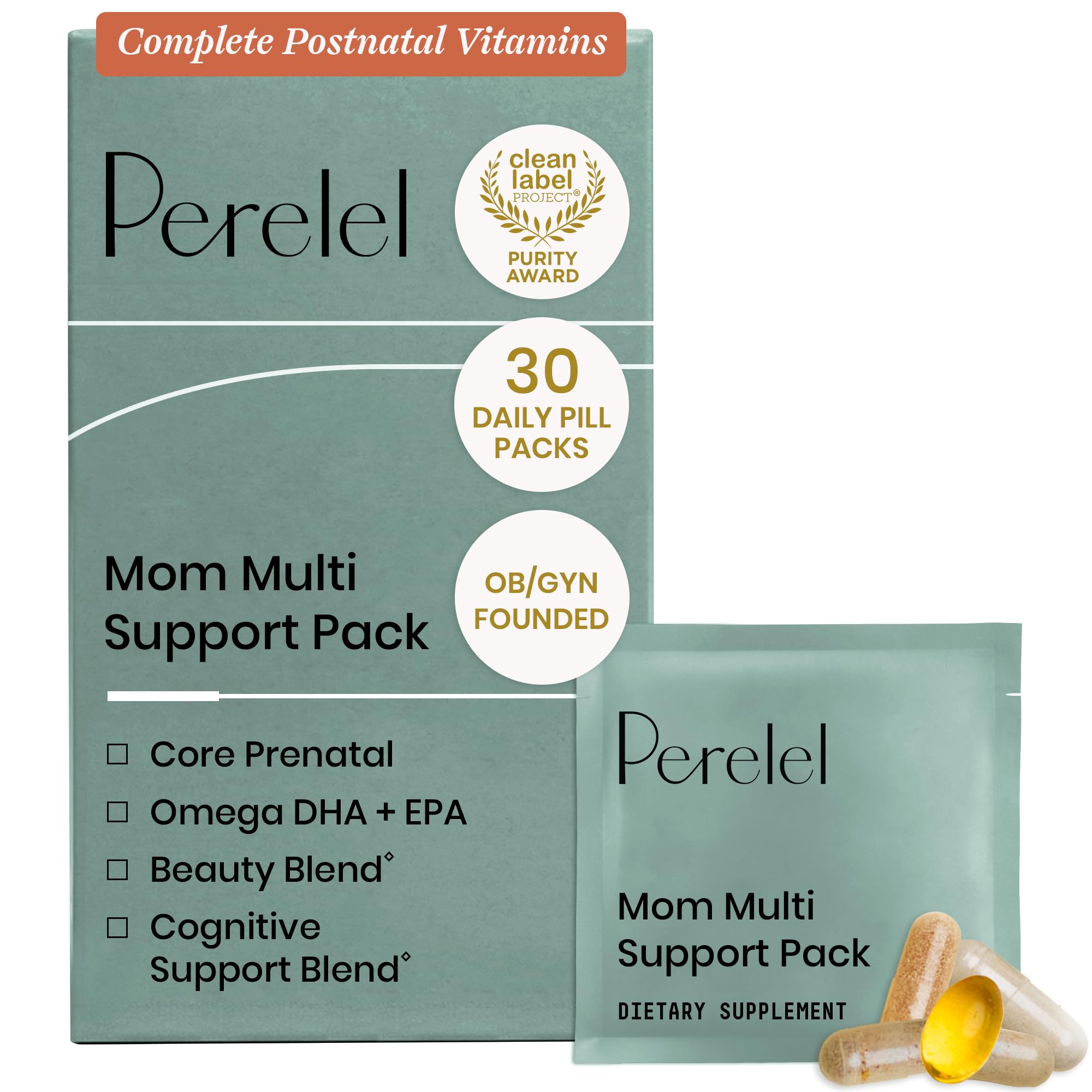 Perelel vista frontal del pack postnatal fácil de usar y transportar
