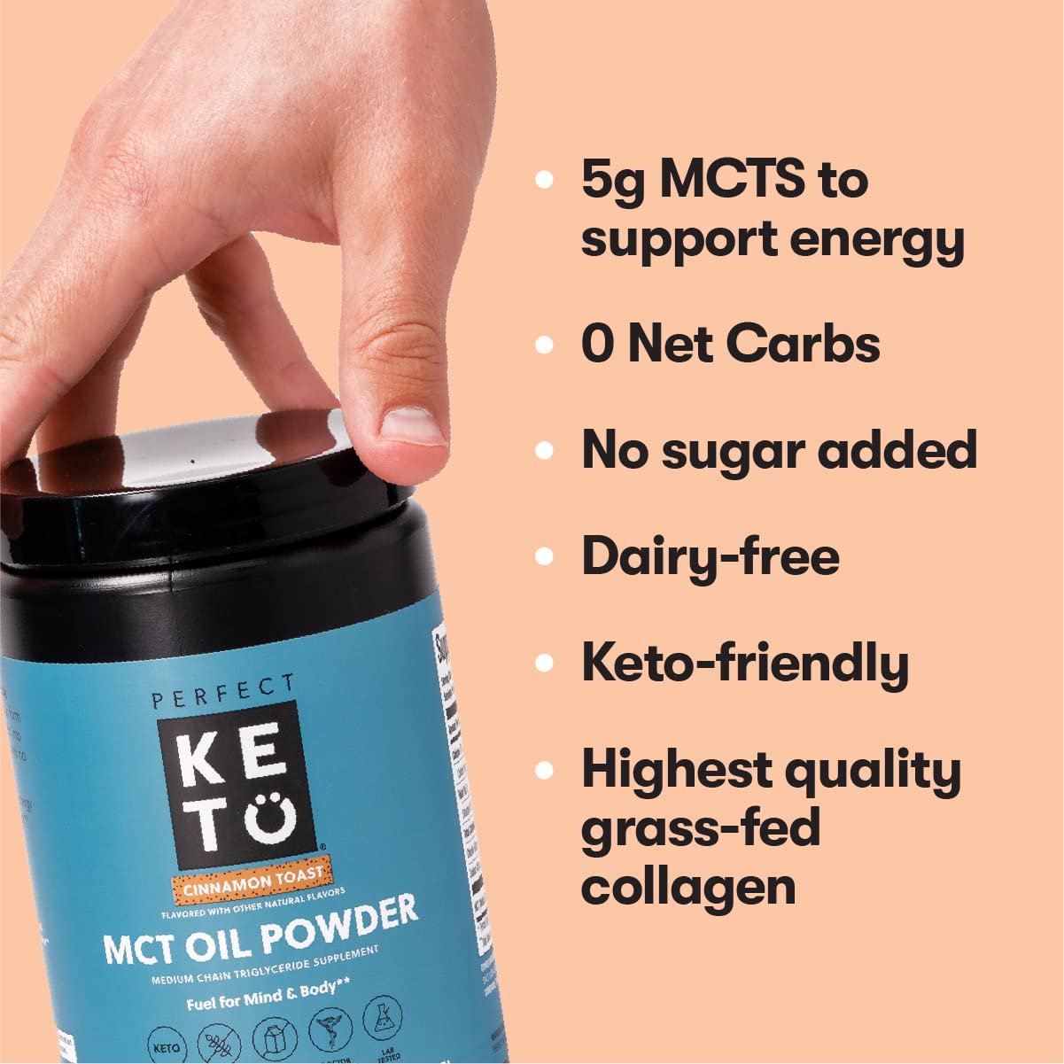 Perfect Keto mezclado en café creando una crema sin lácteos, sabor mejorado