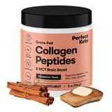 Perfect Keto frasco frontal mostrando etiqueta y sabor Cinnamon Toast, práctico para coffee creamer