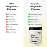 Perfect Keto envase junto a una mano para comparar tamaño y porción práctica