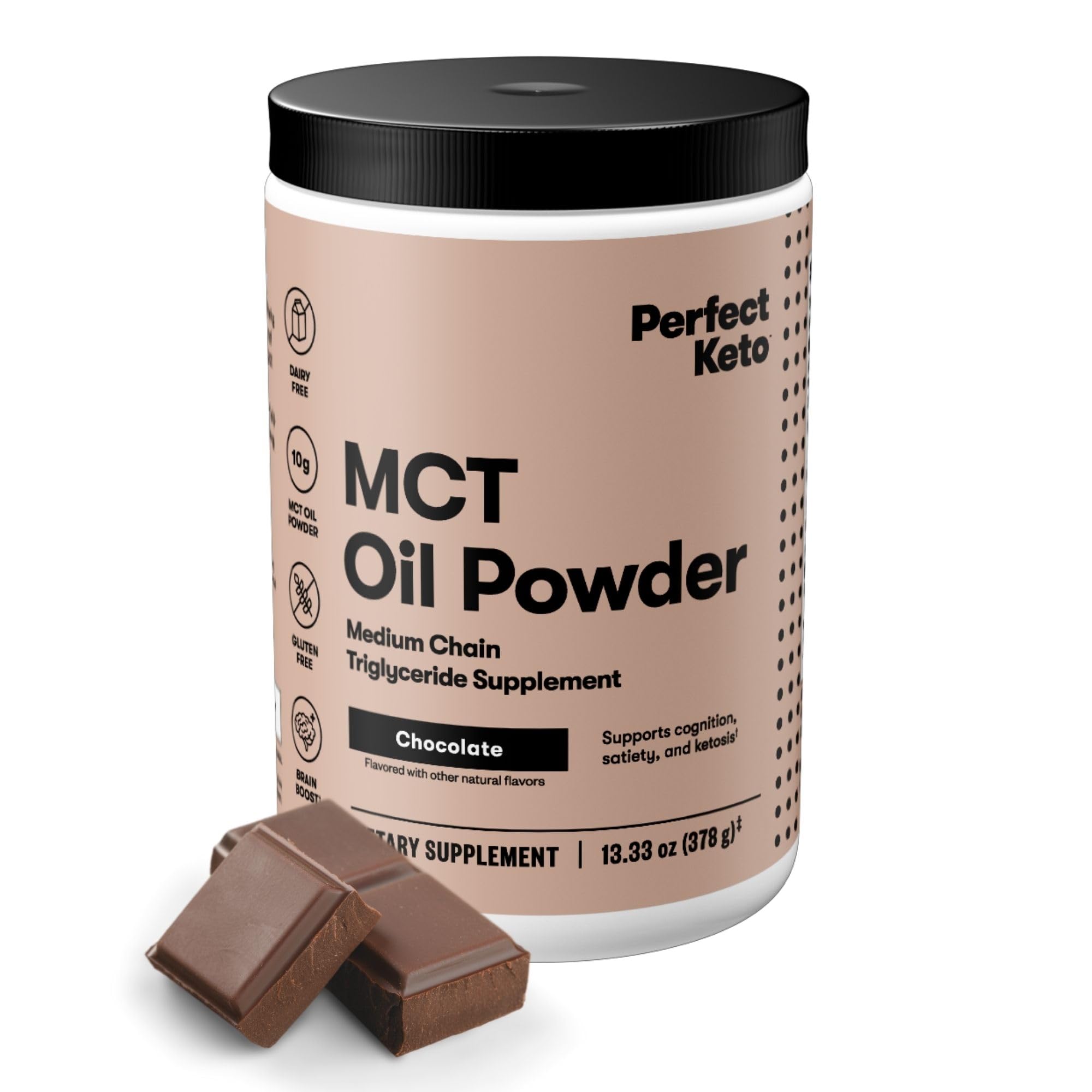 Perfect Keto envase frontal mostrando marca y porciones, facilita elección