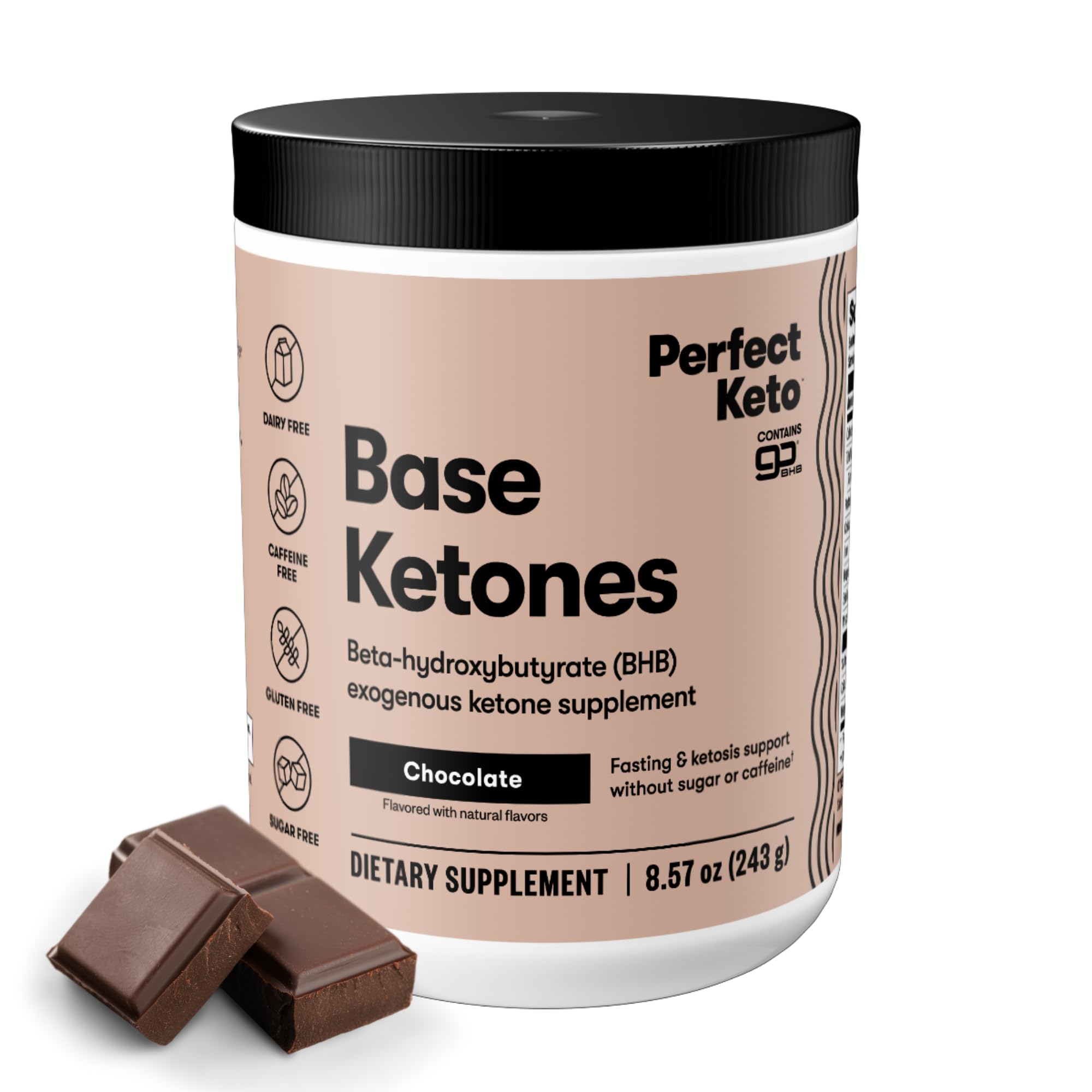 Perfect Keto envase frontal mostrando sabor chocolate y beneficios claros