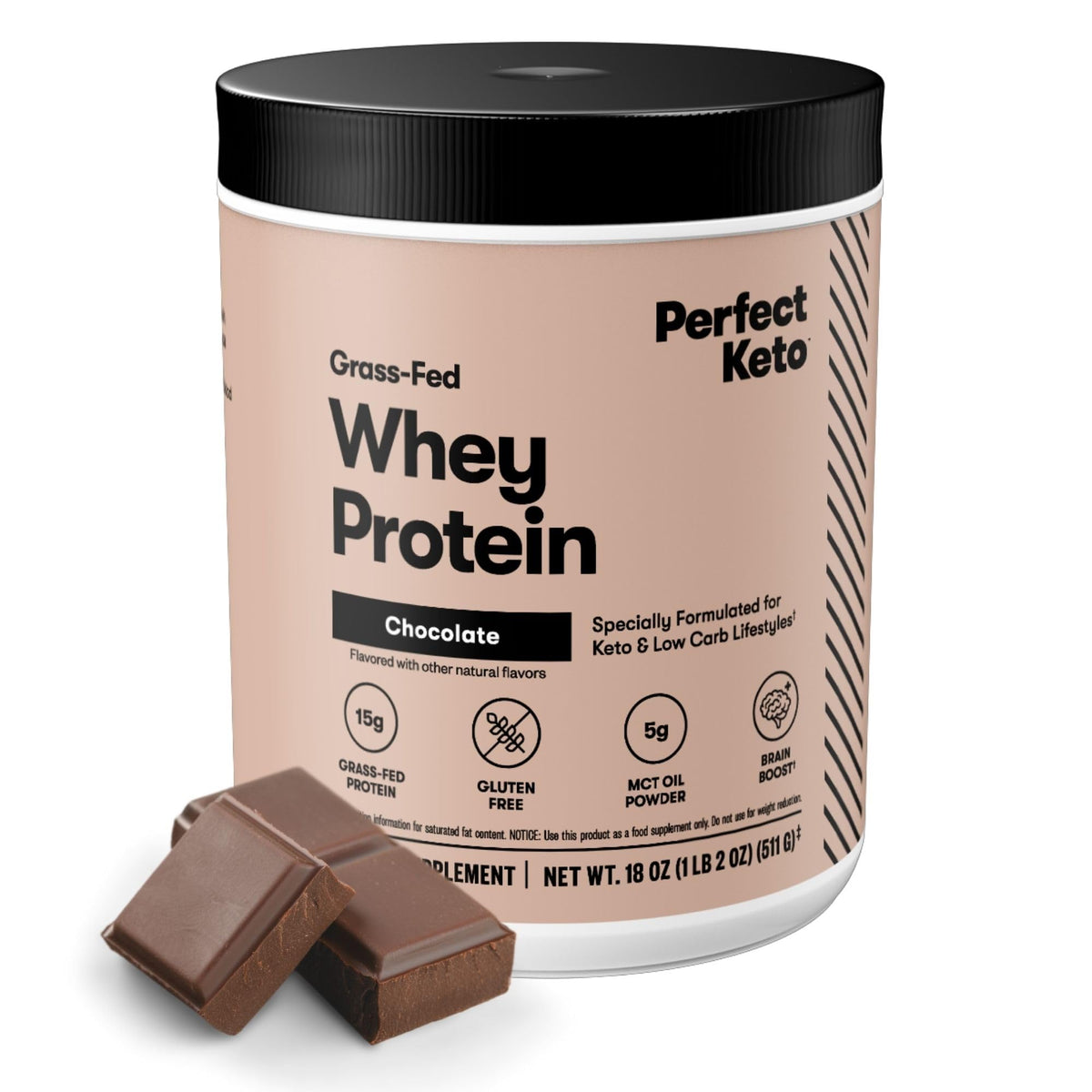 Perfect Keto frente del envase sabor Chocolate mostrando diseño y beneficios claros