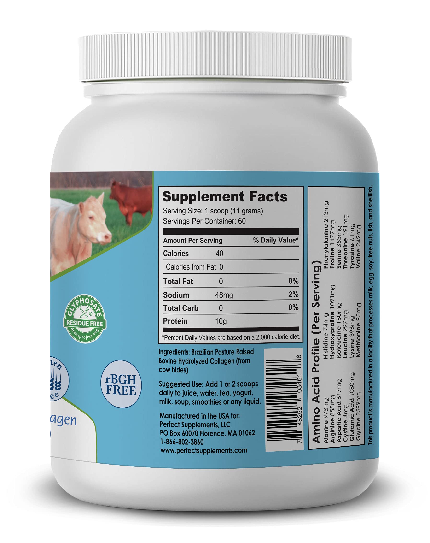 Perfect Supplements polvo textura fina en primer plano, fácil disolución