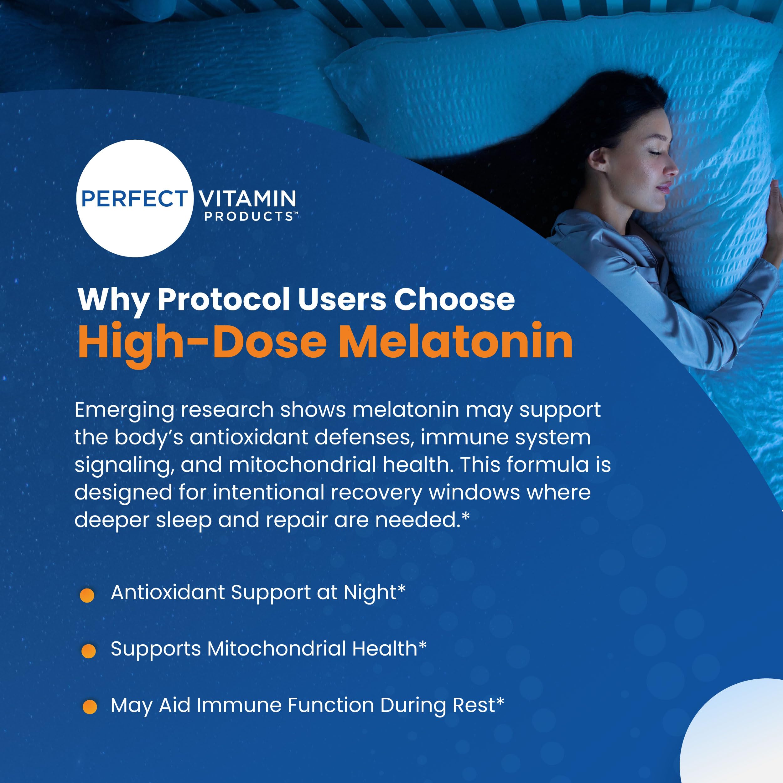 Perfect Vitamin Products envase abierto con cápsulas ilustrando cantidad por frasco