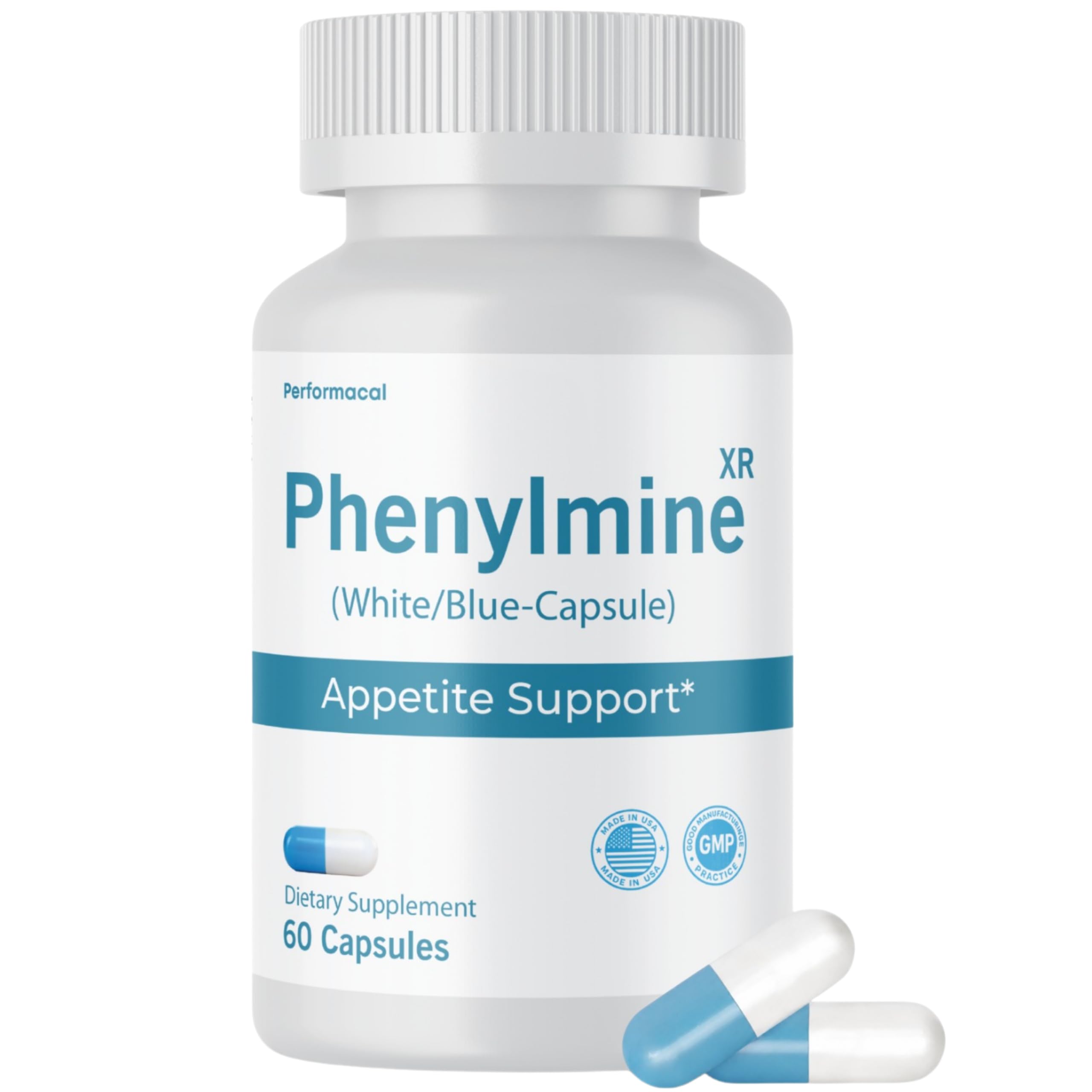 Performacal Phenylmine XR, frente del empaque mostrando presentación y beneficio energizante