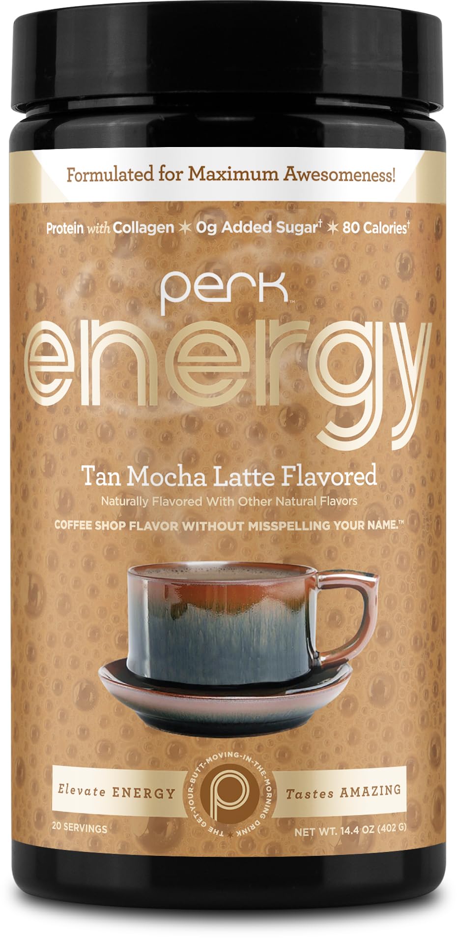 Perk envase frontal mostrando diseño y beneficios nutricionales