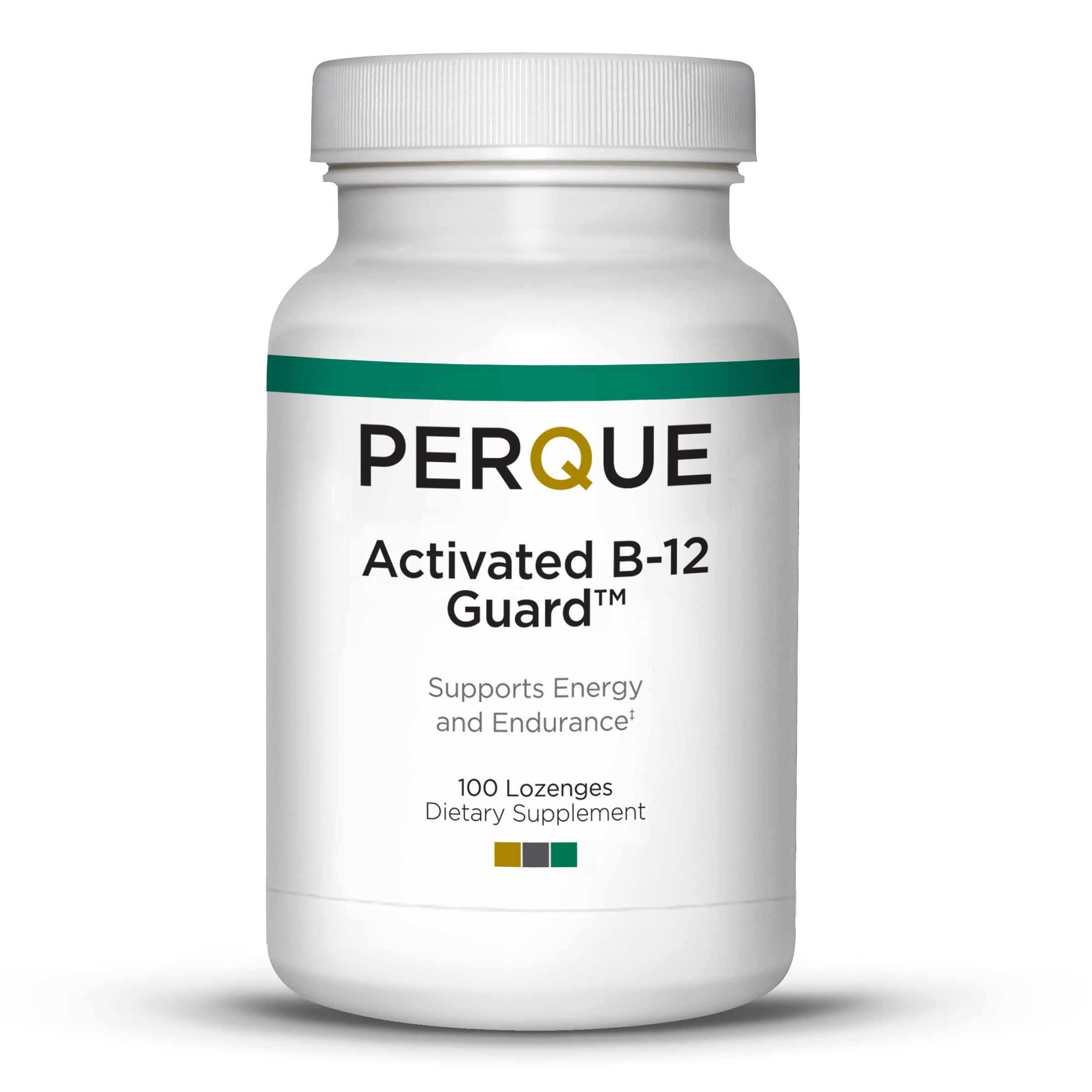 PERQUE envase frontal mostrando 100 pastillas y diseño claro para identificar producto