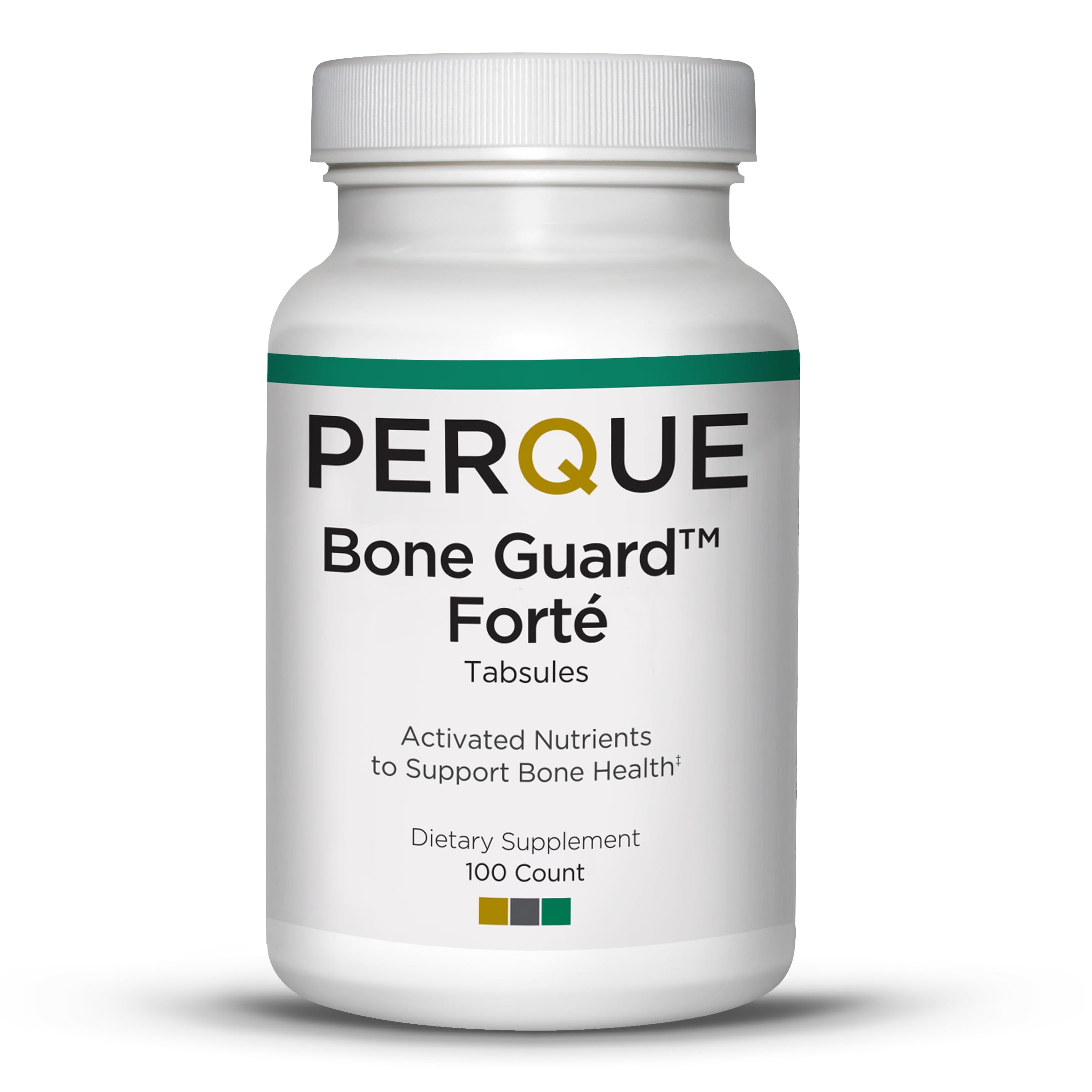 PERQUE frasco Bone Guard Forte mostrando envase y beneficio nutricional