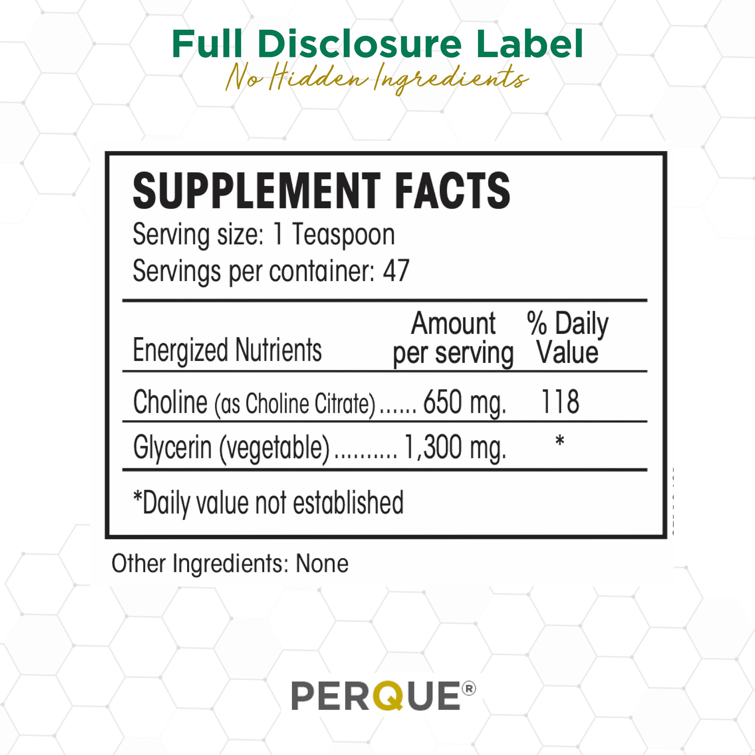 PERQUE Choline Citrate junto a Mg Plus Guard ilustrando combinación sinérgica