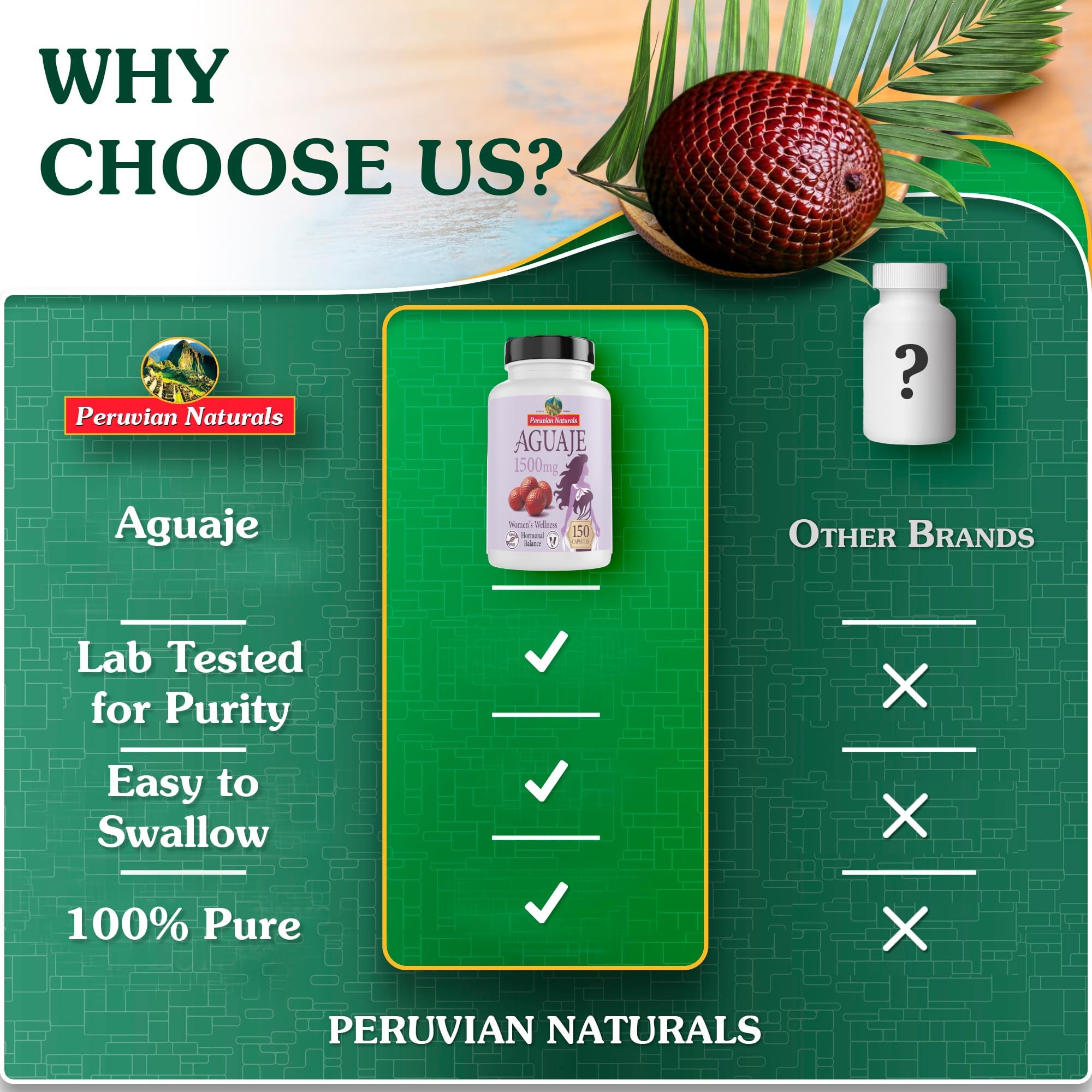 Peruvian Naturals textura del polvo de aguaje dentro de cápsula con pureza visible