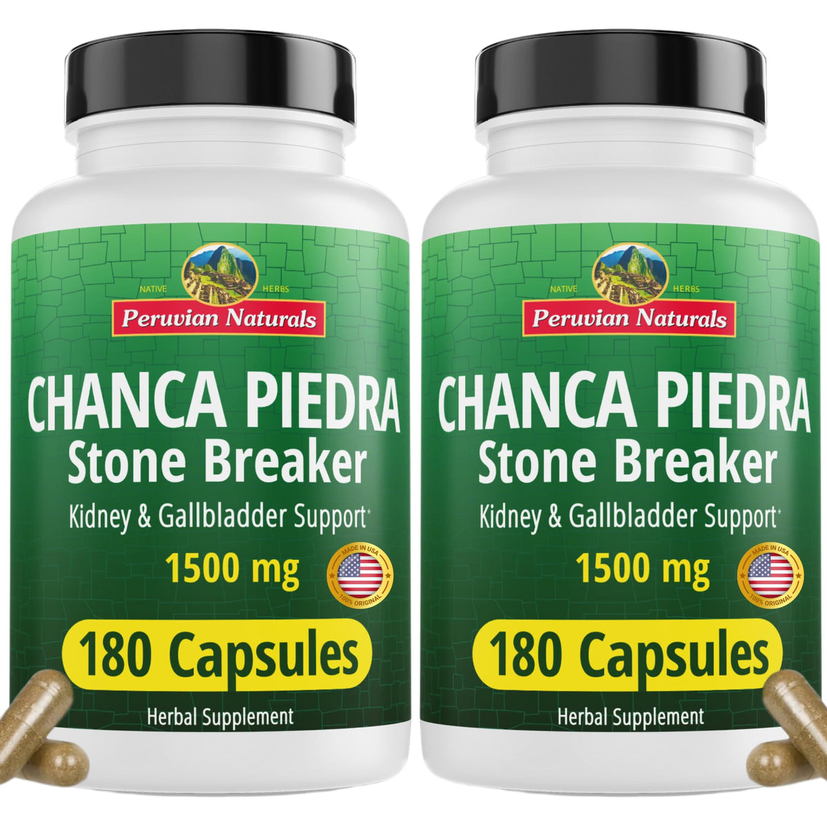 Peruvian Naturals frente del empaque mostrando 360 cápsulas y beneficios claros