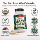 Peruvian Naturals tres polvos de maca negra roja amarilla mostrando variedad y equilibrio