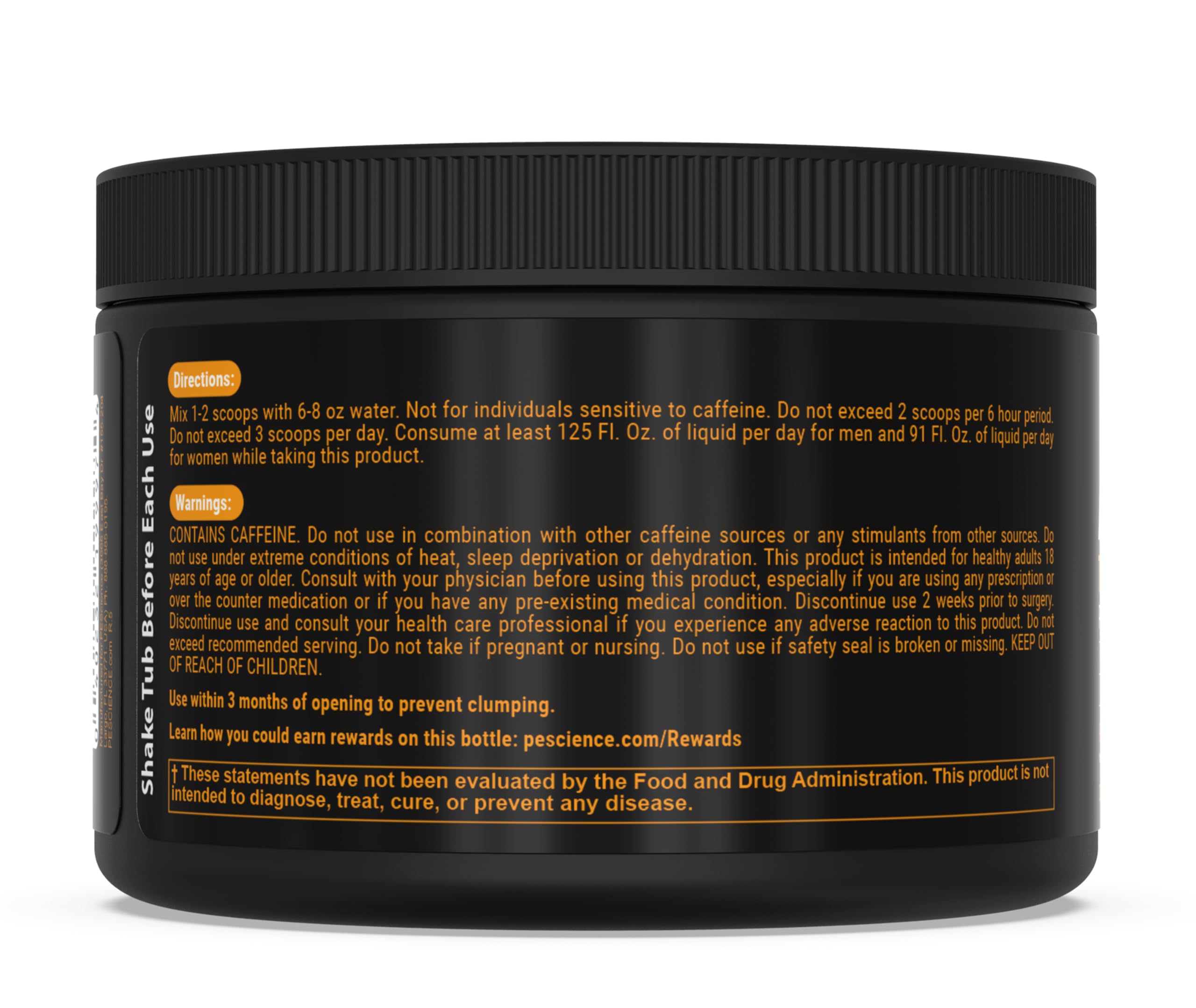 PEScience Alphamine etiqueta de ingredientes resaltando carnitina y extractos termogénicos
