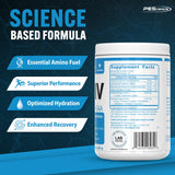 PEScience etiqueta nutricional de Amino IV con lista de BCAA, EAA y electrolitos