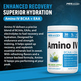 PEScience Amino IV textura del polvo para mezclar rápidamente y disolución fácil