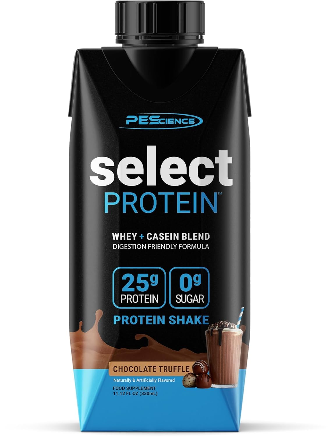 PEScience batido servido en vaso listo para beber en desayuno acelerado