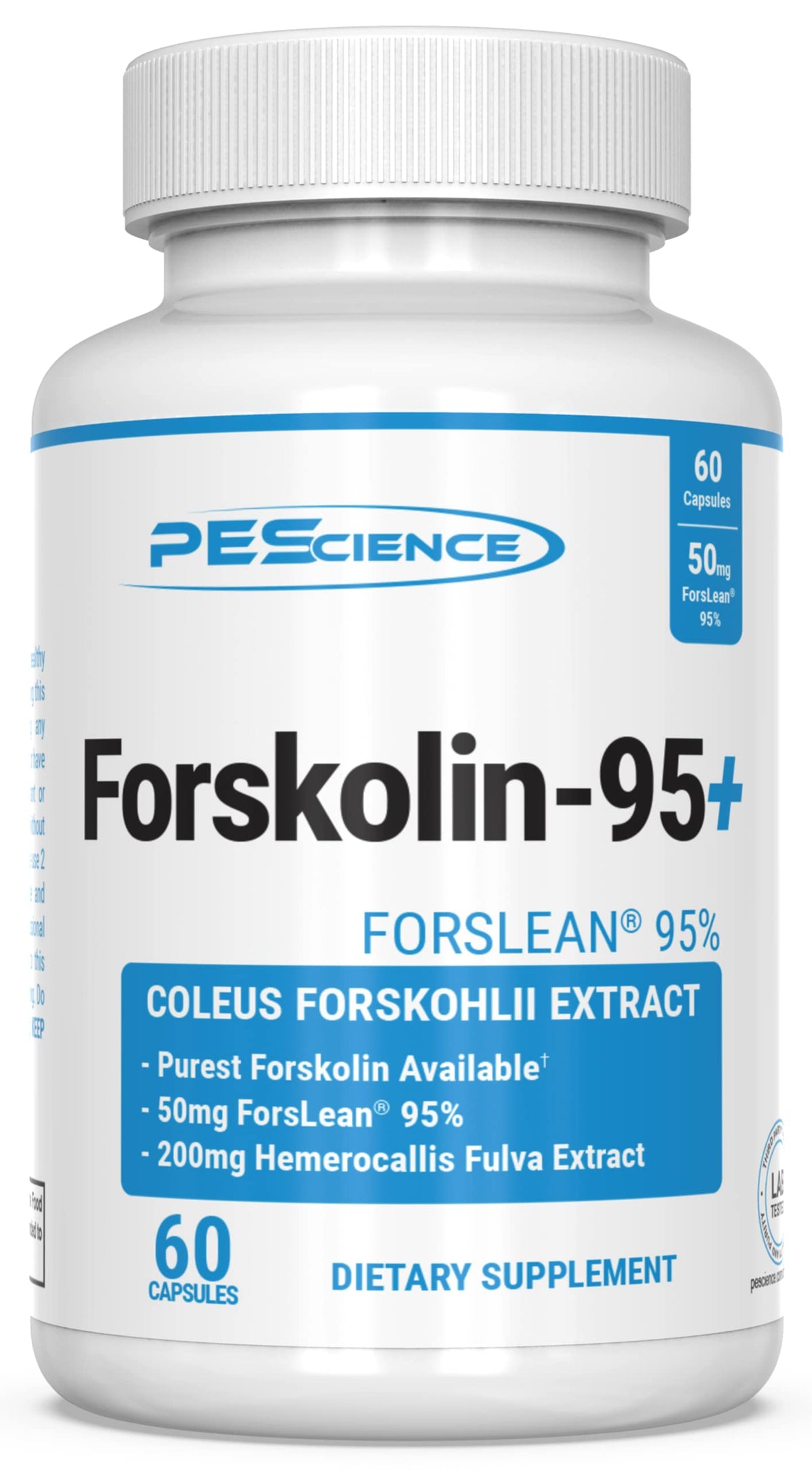 PEScience frasco frontal mostrando 60 cápsulas y rotulado claro