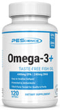 PEScience bote frontal con etiqueta clara, destaca concentración omega-3