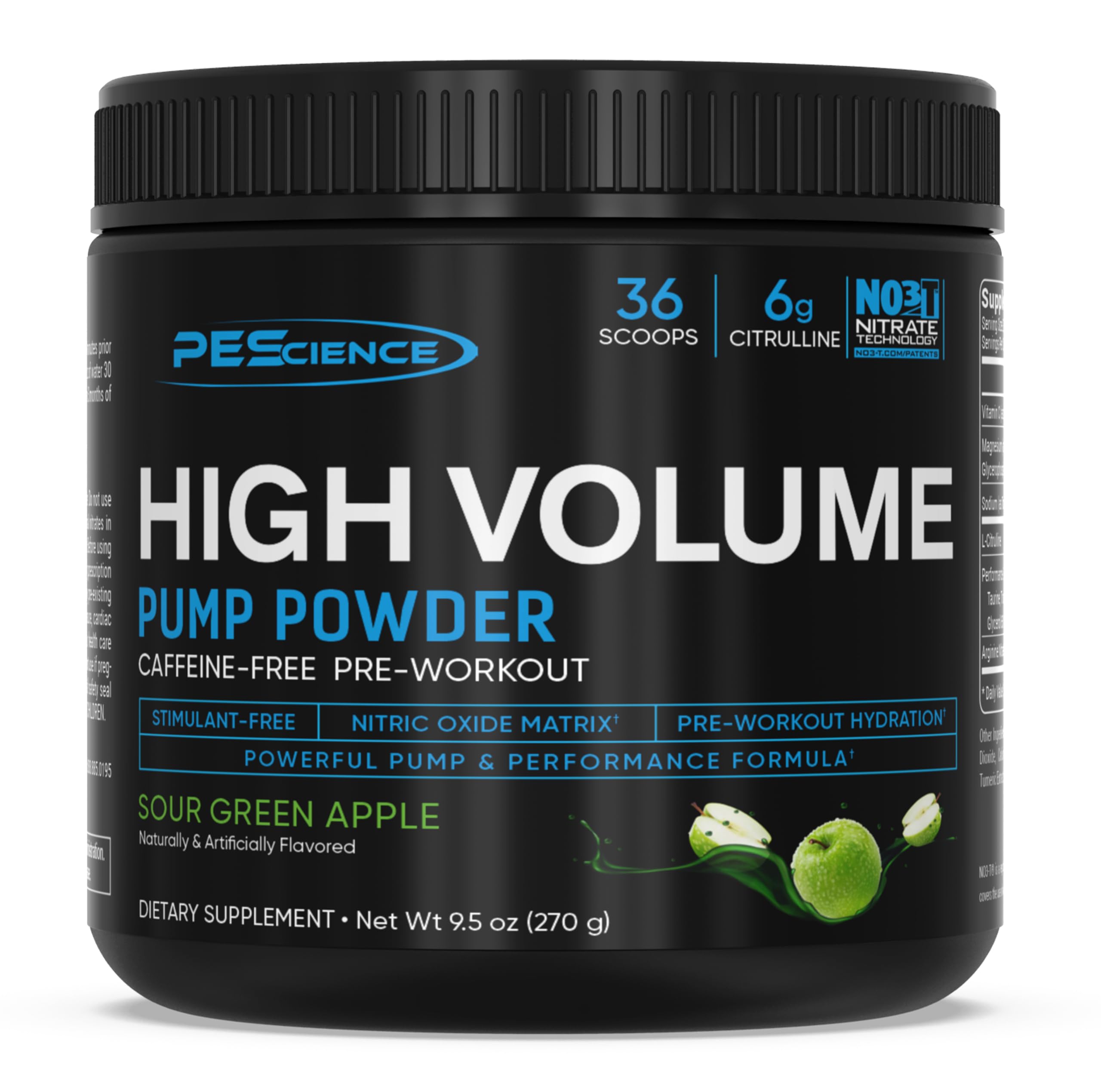 PEScience envase frontal High Volume mostrando diseño y sabor Sour Green Apple