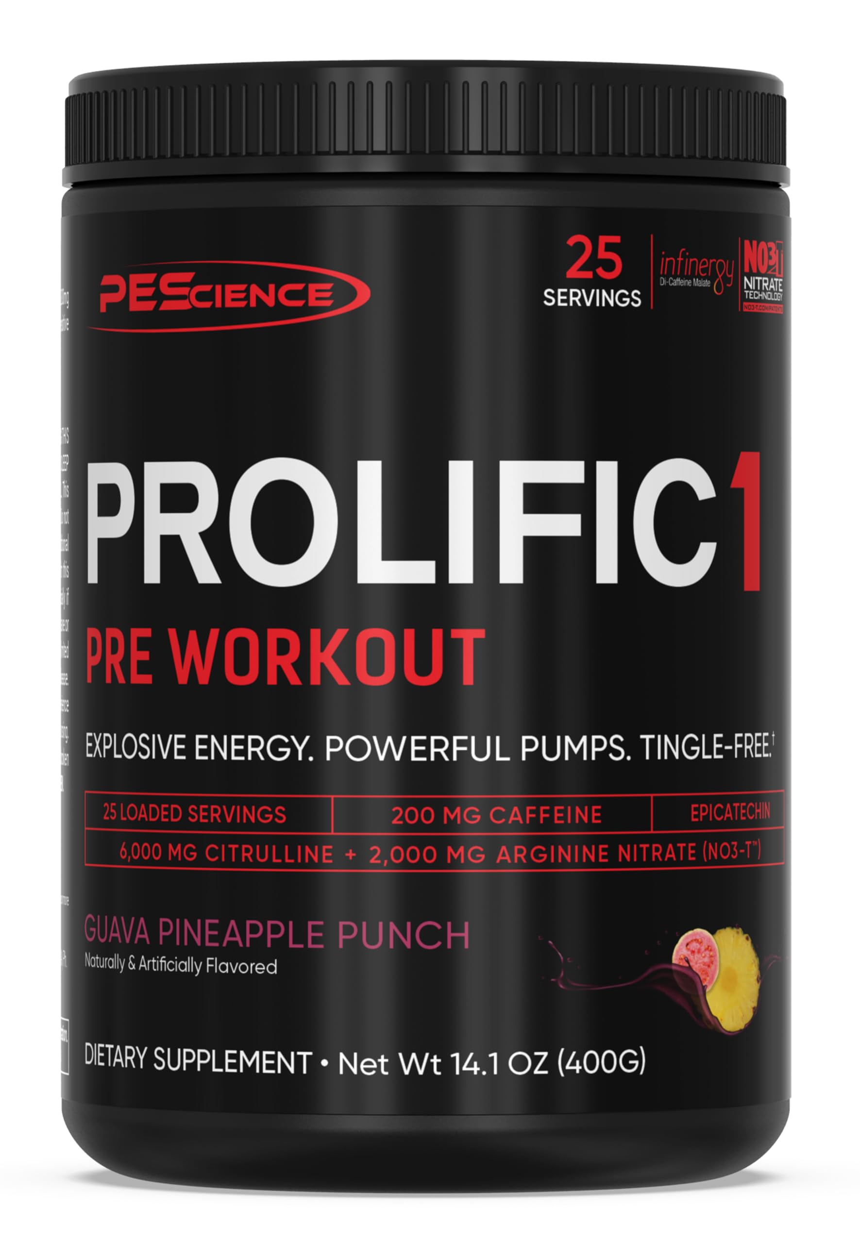 PEScience Prolific-1 frente del envase mostrando diseño y sabor Guava Pineapple Punch