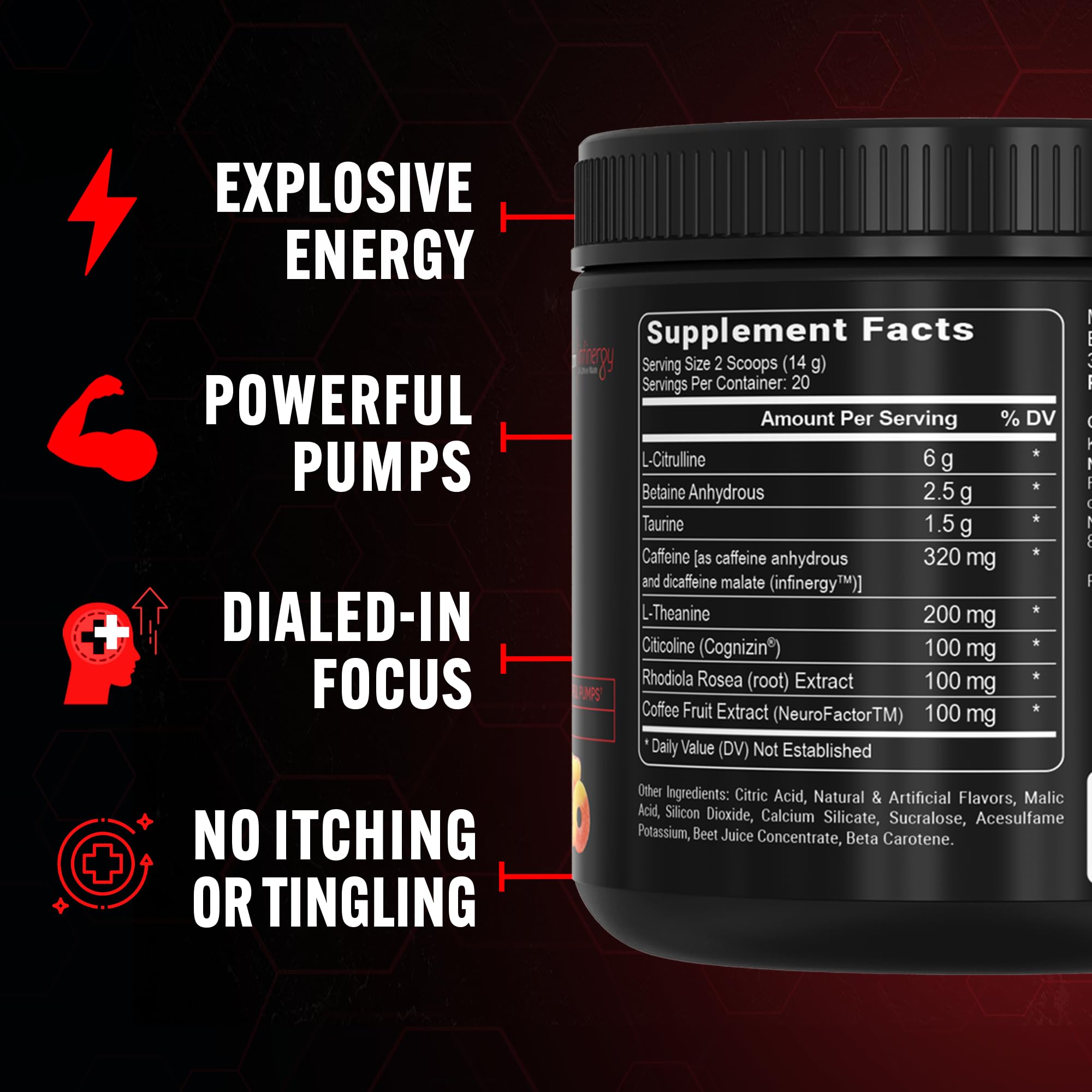 PEScience scoop con 2 cucharadas de Prolific mostrando la dosis recomendada y medida clara