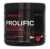 PEScience frasco frontal Raspberry Lemonade mostrando diseño y beneficio energético