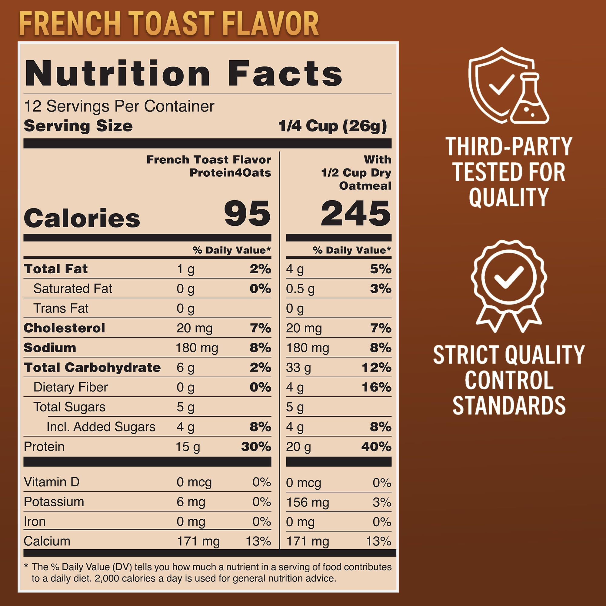 PEScience Protein4Oats comparación de tamaño del envase ideal para 12 servicios