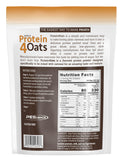 Escena de desayuno con PEScience Protein4Oats, utensilios y toppings para un desayuno práctico