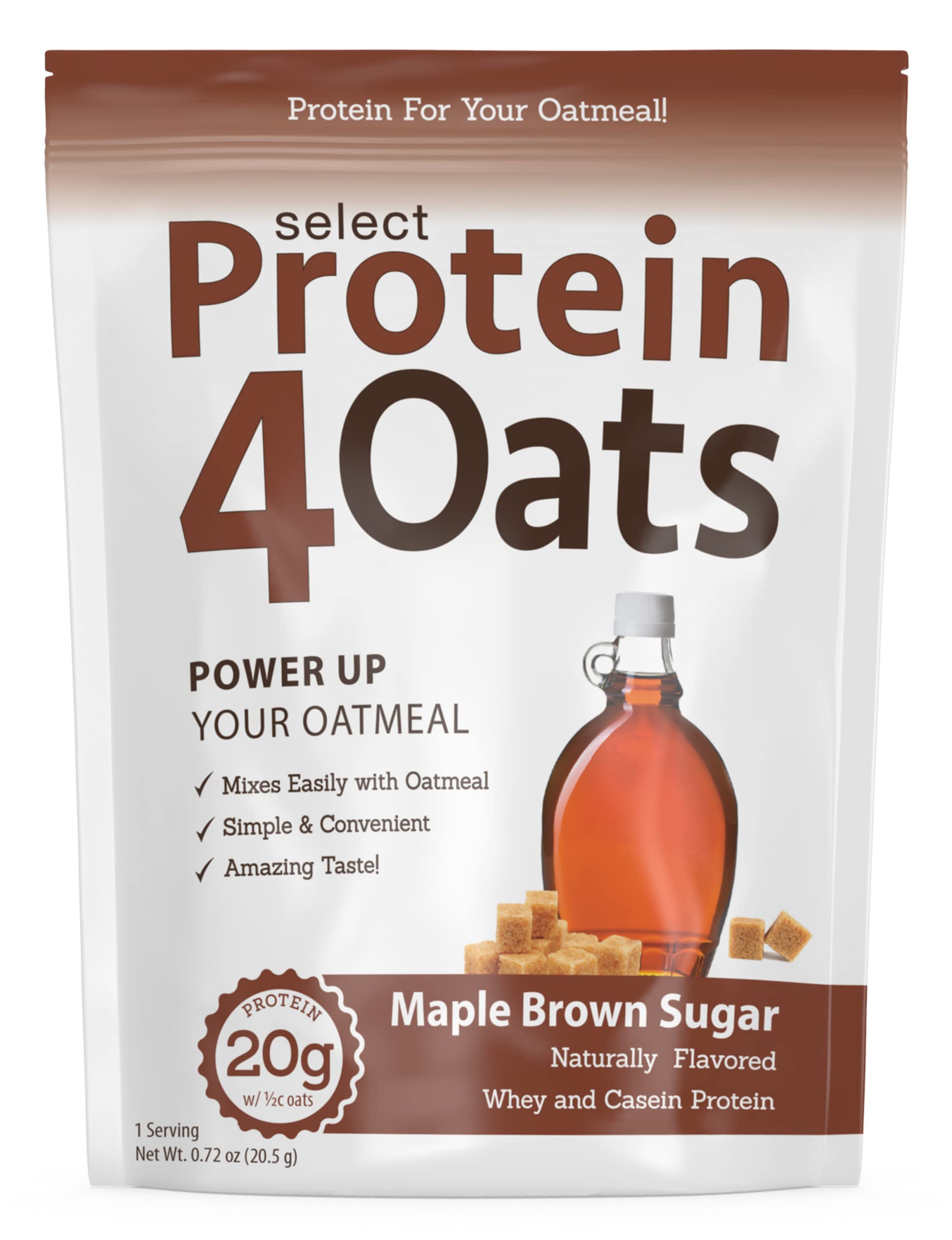 PEScience envase frontal Protein4Oats mostrando la marca y sabor maple brown sugar